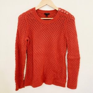 Talbots Lambswool Blend Pointelle Button Sweater